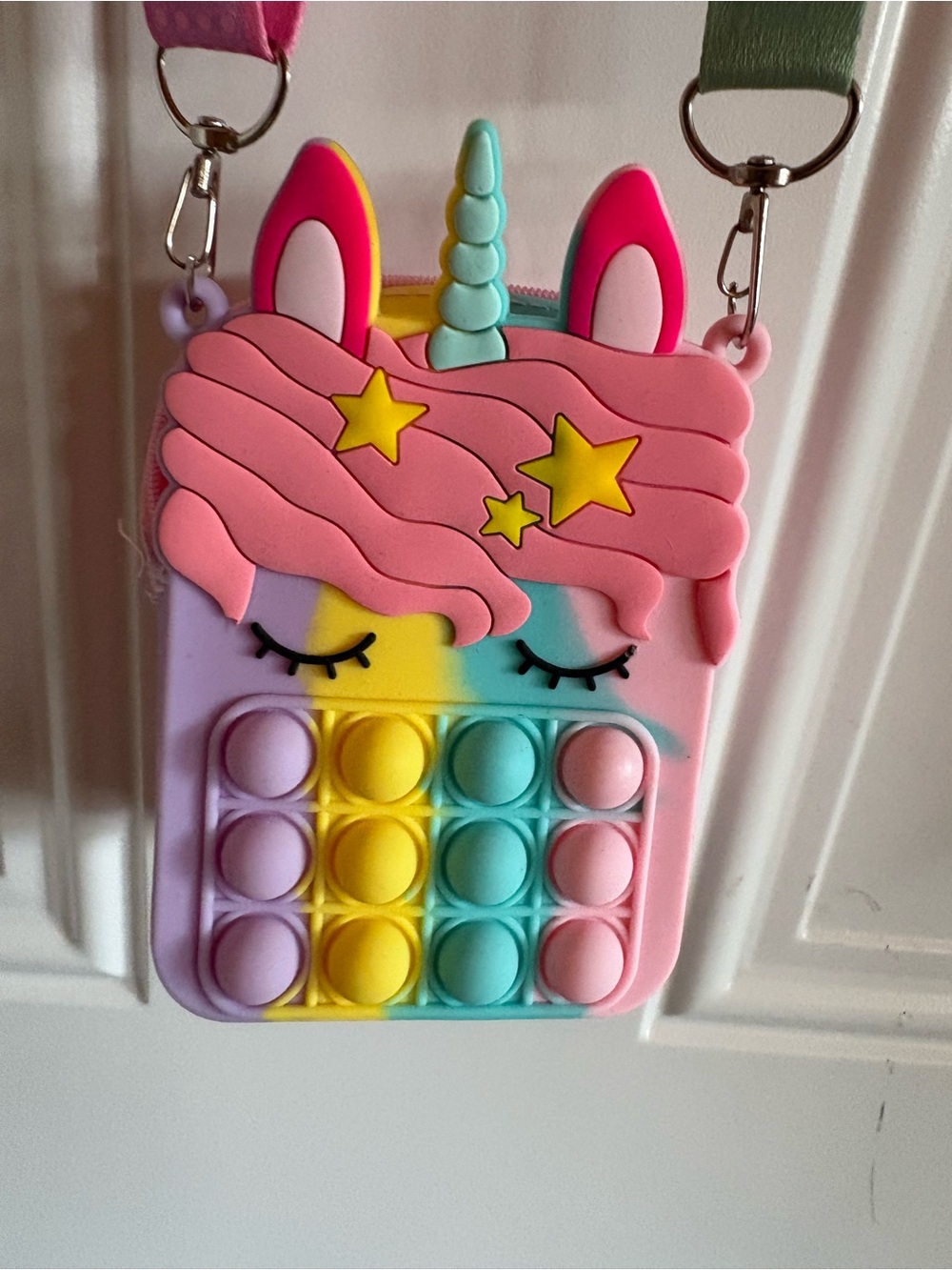 Unicorn Pop It Crossbody Purse Rainbow Silicone Fidget Bag Kids Shoulder Bag